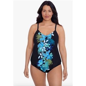 Women's Size 24W Trimshaper Tankini Top Adjustable Straps